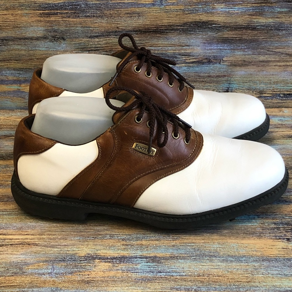 FootJoy Golf Shoes Saddle White Brown Men's Size 7W